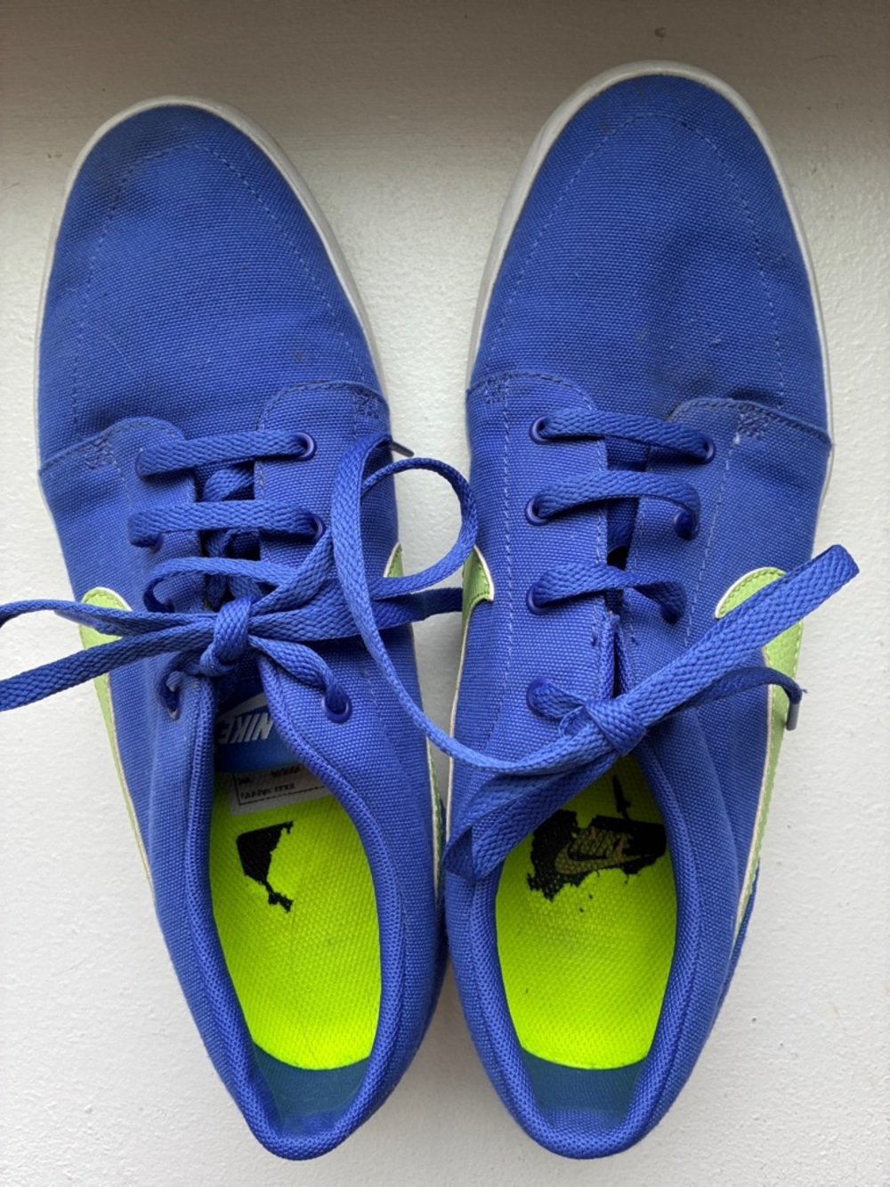 Nike Futslide Blue Canvas Sneakers with Neon Yellow Accents